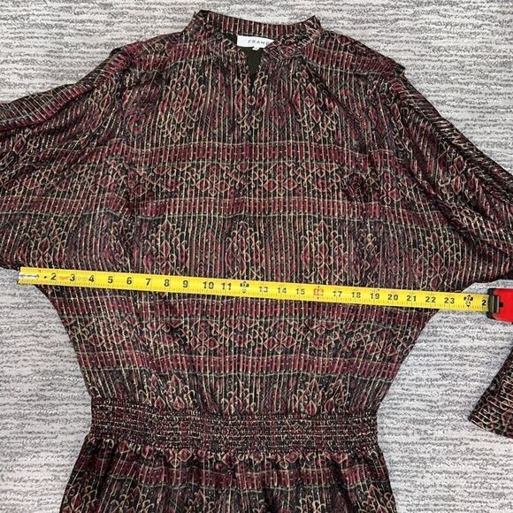 FRAME Party Paisley Metallic Silk Long Sleeve Minidress Large - Picture 9 of 16